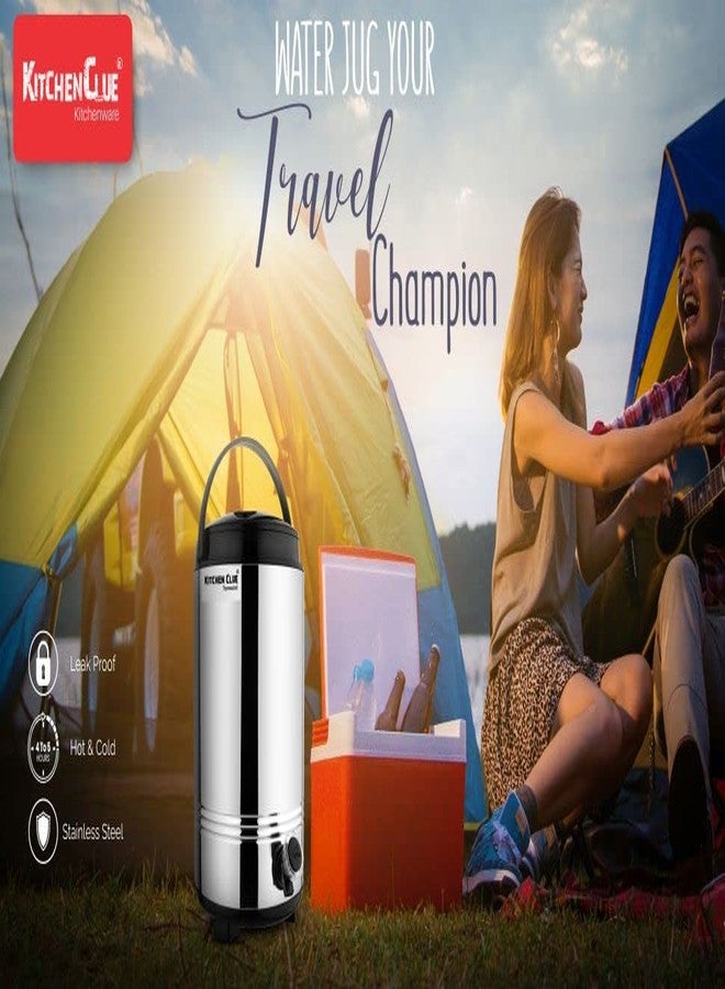 KITCHEN CLUE Thermosteel Double Walled Insulated Vacuum Thermos Flask 10 Liter - Stainless Steel Water Jug/Bottle Hot and Cold Beverages for Upto 4-5 Hours, BPA Free and Leakproof Tap - Image 3